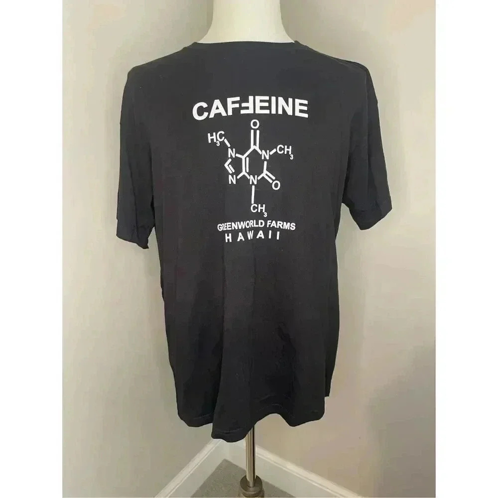 Sun International Men's XL Black Vintage Caffeine Molecule Graphic‎ T-Shirt